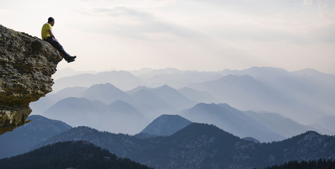 watching the peaks of the mountains adventurous