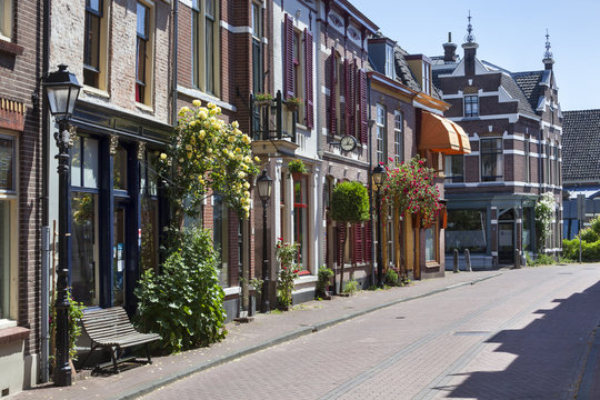 Vintage street with roses