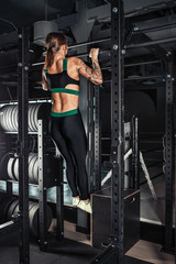 Obraz na płótnie Canvas Sporty woman doing lifting up