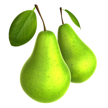 Two Fresh Yellow Green color Pear. Foods and Dishes Series.