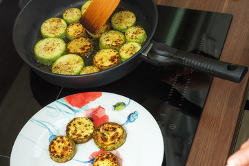 Preparation of fried zucchini