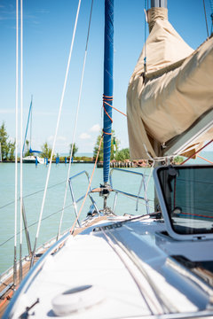Sailing on beautiful blue lake