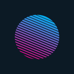 Vector 80s Retro Style Striped Shape. Minimalism Art Illustration