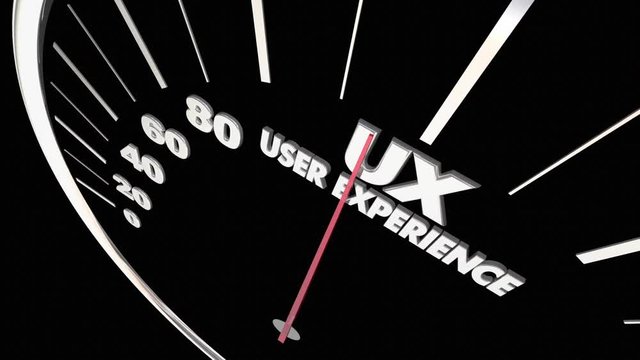 UX User Experience Customer Satisfaction Speedometer Measure Results 3d Animation
