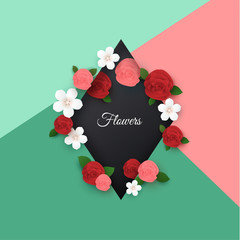 Paper flower frame background.