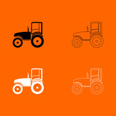 Tractor black and white set icon .