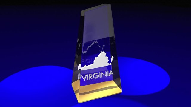Virginia VA State Map Award Best Prize Trophy 3d Animation