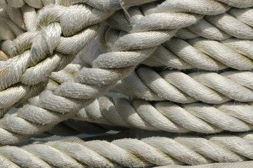 Fototapeta na wymiar Ropes of a ship, Tauwerk eines Schiffes