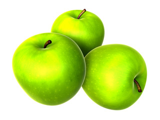 Three Fresh Yellow Green apples. Foods and Dishes Series.
