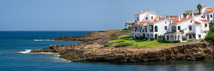 Fototapeta na wymiar Panorama Platja des Fornells auf Menorca