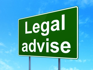 Law concept: Legal Advise on road sign background