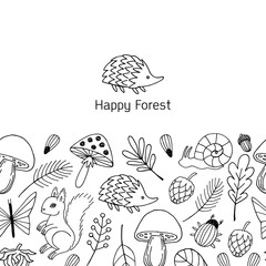 Forest  vector illustration horizontal banner.