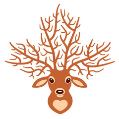 A Deer With Antlers Shaped Like Maple Leaf