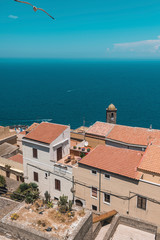 Fototapeta premium High angle view of roofs in old italian town. Sardinia. Italy.