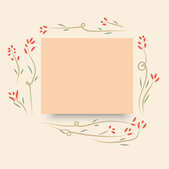 sweet cute pink paper note with flower in vintage style background