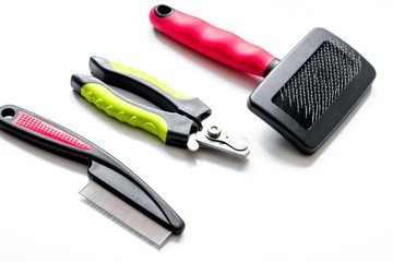 concept pet care and grooming on white background