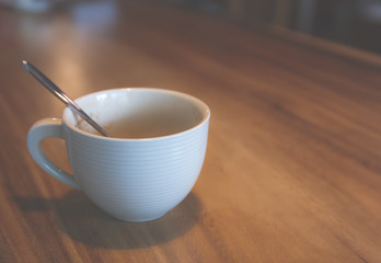 coffee cup on table in coffee shop.
