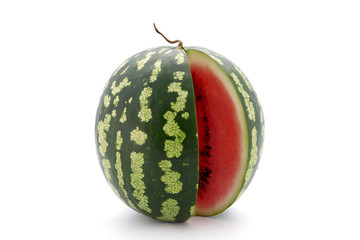 Ripe fresh watermelon isolated on white background
