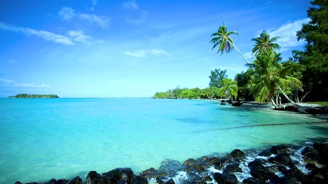 paysage de plage paradisiaque &agrave; tahiti, polyn&eacute;sie 