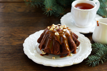 chocolate cake with caramel