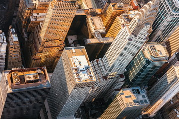Aerial view of Midtown Manhattan, NY with the Chrysler building