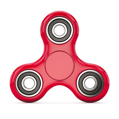 Red fidget spinner stress relieving toy isolated on white background. 3d render