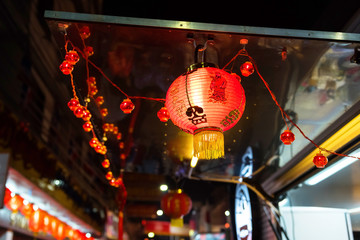 Chinese lantern at night in China town