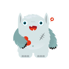 Cheerful in love illustrated monster. Cheerful illustration. Picture for children. Super hero.