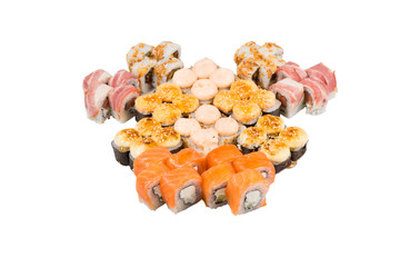 Japanese rolls isolated on a white