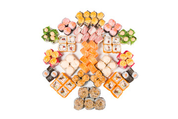 Japanese rolls isolated on a white