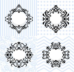 Vintage mirror frames set. Vector collection of round and square vintage frames, design element