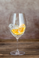 Glass with ice and orange
