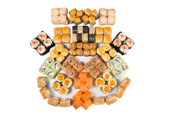 Japanese rolls isolated on a white