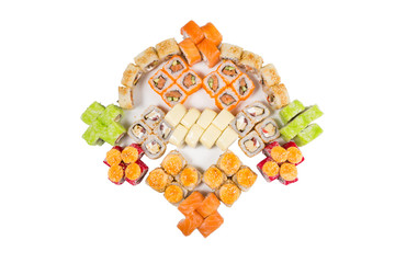 Japanese rolls isolated on a white