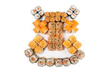 Japanese rolls isolated on a white
