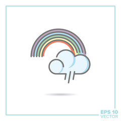 Rainbow line icon with pastel color fill