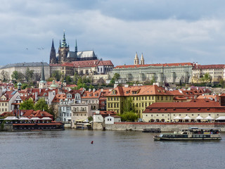 Fototapeta premium City view from the bridge in Prague