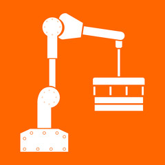 Robotic hand manipulator white icon .