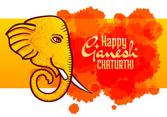 Ganesh Chaturthi vector poster, elephant head