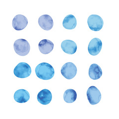 Blue watercolor spots. Painted stained petals
