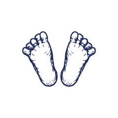 Hand drawn baby foot over white