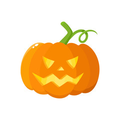 Jack o lantern, ripe orange pumpkin with carved scary face , traditional Halloween symbol, cartoon vector illustration isolated on a white background. Cartoon style Halloween pumpkin, jack o lantern