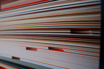 stack of colored cardboard