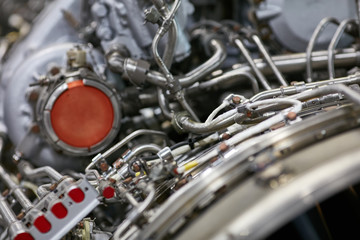 jet engine. airplane engine side view close up