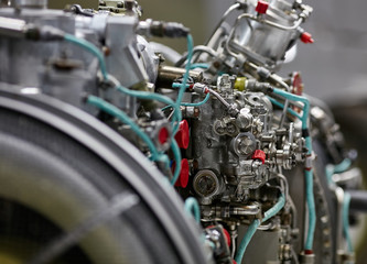 Fototapeta na wymiar jet engine. airplane engine side view close up