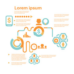 Business Economic Infographics Set Statistic Data Analysis With Copy Space Banner Flat Vector Illustration