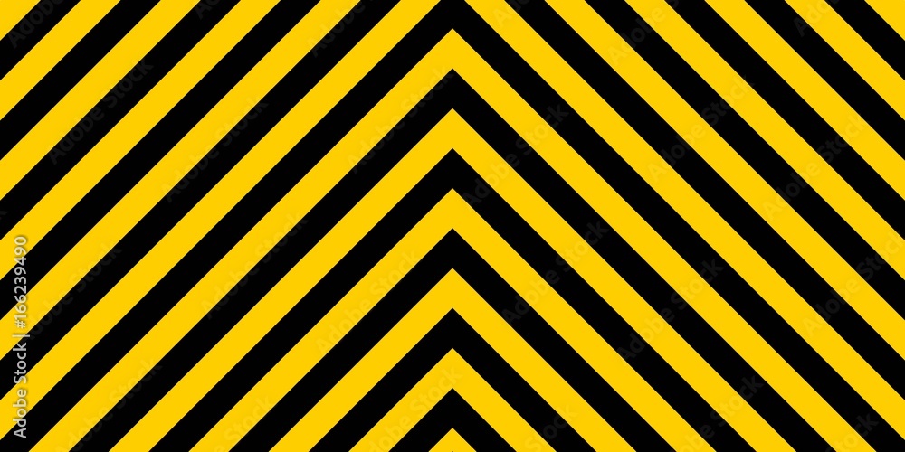 Poster warning striped rectangular background, yellow and black stripes on diagonal in different directions