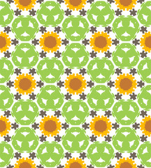 Abstract geometric pattern, floral background.