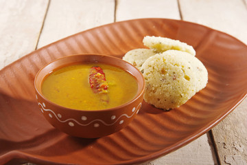 Sambar with Idli South Indian Dish