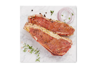 Raw meat with seasoning